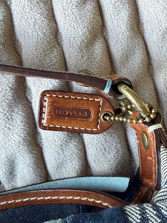 Coach Denim and Leather Patchwork Shoulder Bag - Blue, Tan - Picture 3 of 10